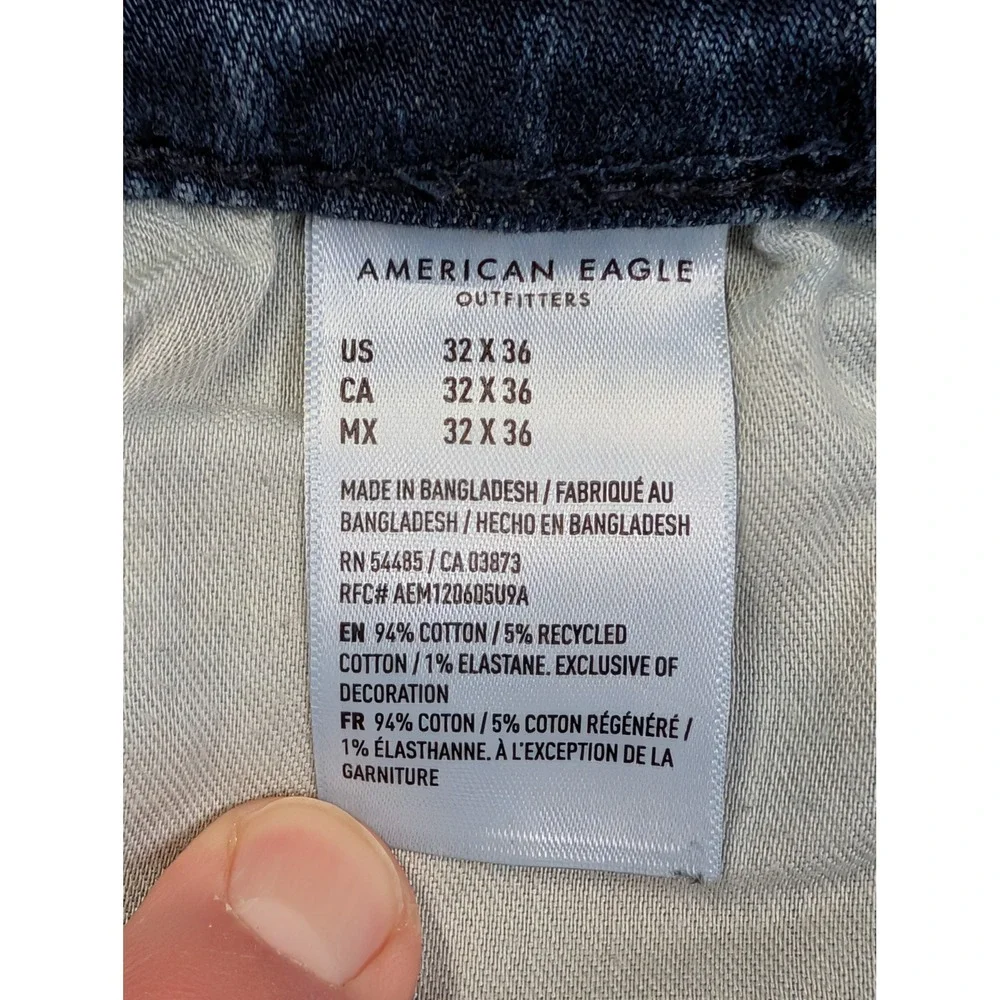American Eagle Mens Jeans 32 x 36 Athletic Fit Airflex Dark‎ Wash Blue